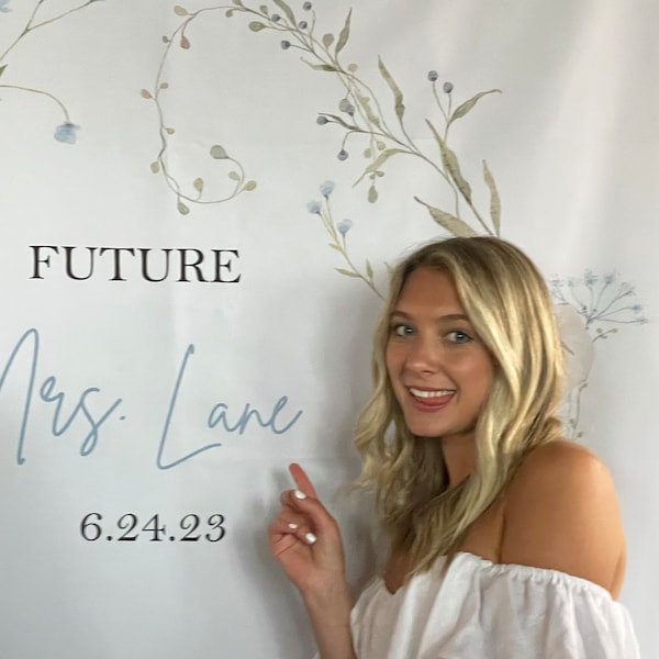 Blue Wildflower Future Mrs Backdrop Spring Flowers Wreath Bridal Shower ...