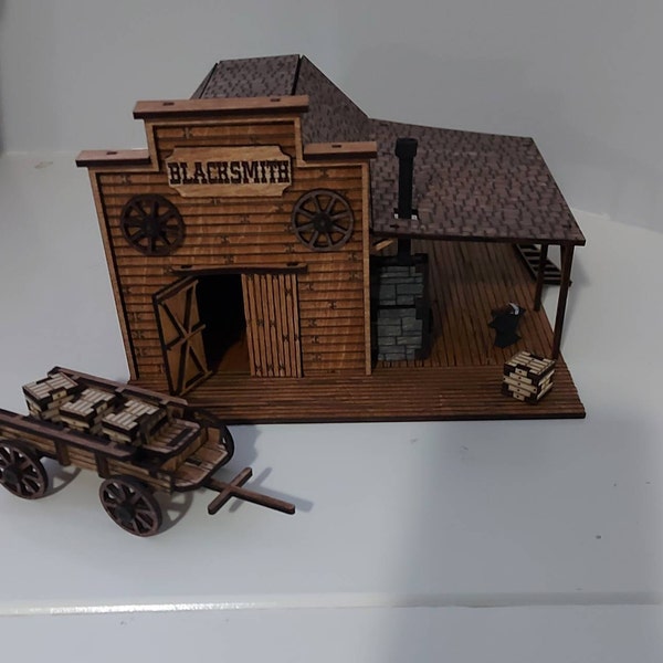 Wild West Blacksmith With Cargo Wagon SVG | XCS | Dxf | LBRN | Scale ...