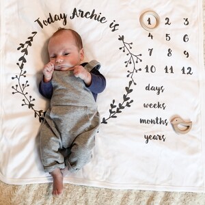 Baby Age Blanket Set Baby Blanket New Baby Gift Botanical Print Baby ...