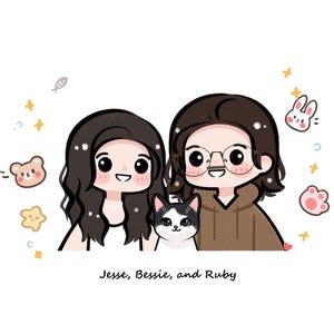 Digital Custom Couple Portrait, Cute Chibi Cartoon Anime ...