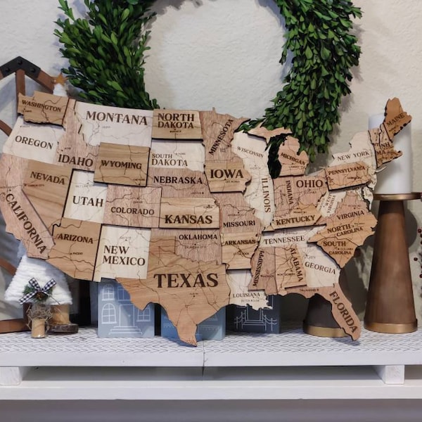 The Homestyle 3D USA Map - 3 Engrave, 7 Sizes With 2 Oversize Options ...