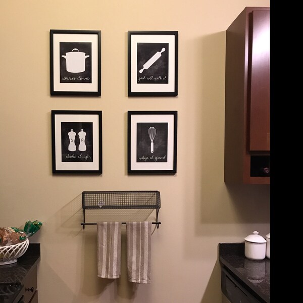 Kitchen Decor PRINTABLE Signs. Set of Chalkboard Kitchen Utensil Art Decor. Just Roll With It ...