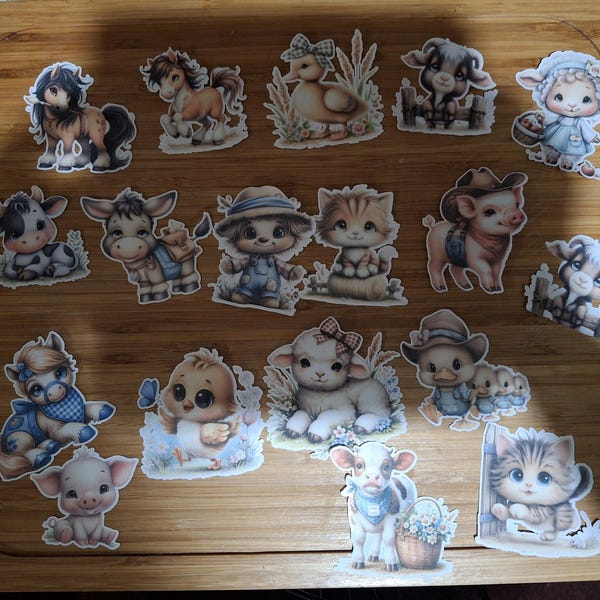 48 Png, Farm Animals Clipart PNG, Cute Cow Pig Sheep Chicken Horse Goat ...