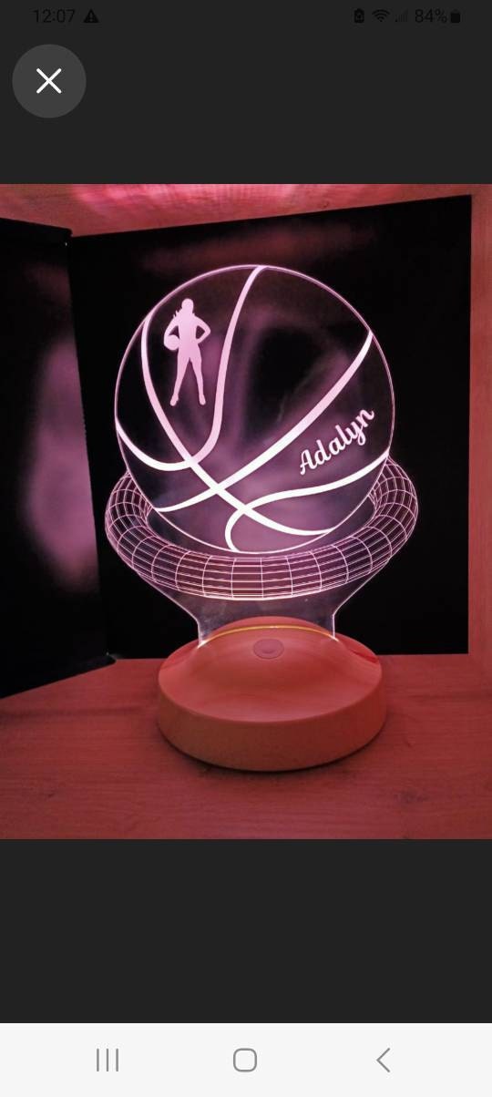 Basketball Personalized 3D Lamp, Custom Basketball with Name, Personalized Night Light, Desk Lamp for Basketball Player, Basketball Trophy