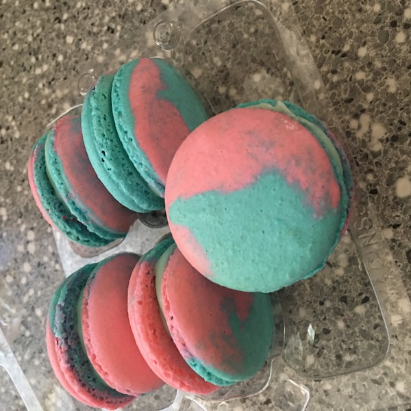 6 Pack Blue Raspberry French Macarons - Etsy