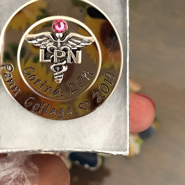 Personalized Nursing Pin / LPN BSN RN / Nurse Pin / Nursing Student ...