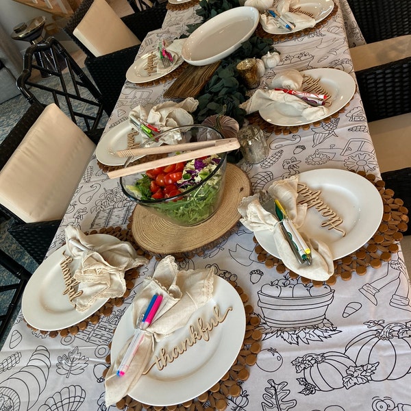 Frames Tablecloth, Coloring Tablecloth, Kids Tablecloth, Thanksgiving