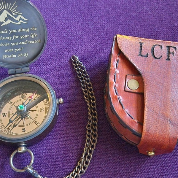 Engraved Brass Compass Gift Idea Birthday Christmas Graduation Uplifting Baptism | UK - View #3
