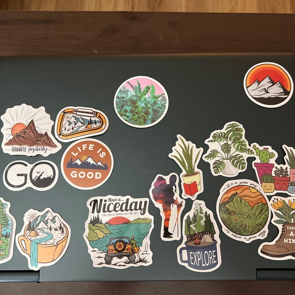 50 Nature Stickers, Outdoors Hiking Camping Sticker Set Waterproof for ...