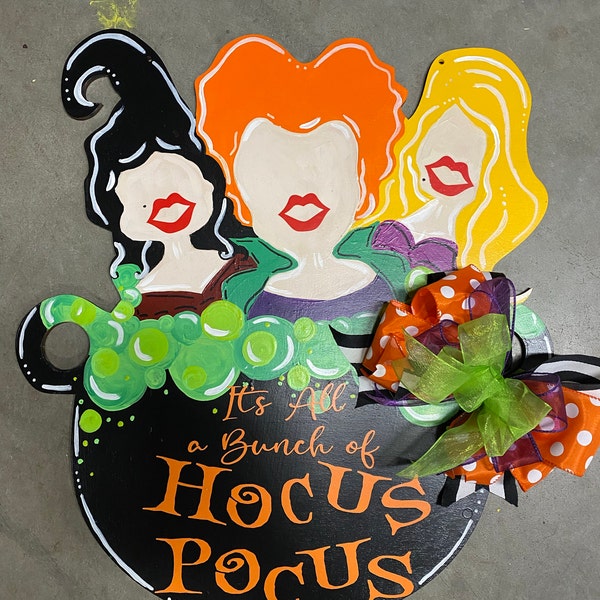 Hocus Pocus Cauldron- Unfinished Wood Laser Cutout, Door Hanger, Wreath ...