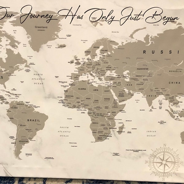 Personalized Push Pin World Map Canvas: Rustic Travel Tracker - Etsy