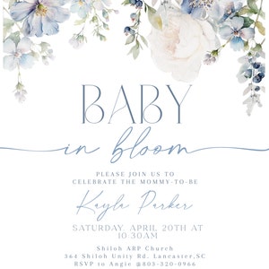 Babyparty Einladungskarten 'It's A Boy' – 20-teiliges Set Mit Blauem Blumen-Design & Umschlägen