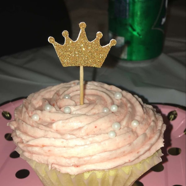 Gold Glitter Crown Cupcake Toppers: Party & Wedding Picks - Etsy