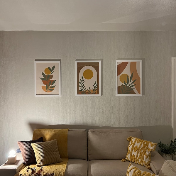 Boho Abstract Wall Art Prints, Boho Wall Decor, Set of 3 Wall Prints ...