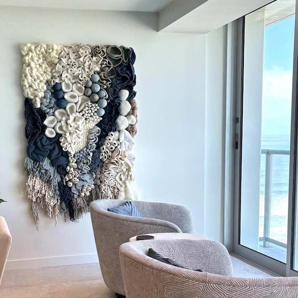 Coral Reef Textured Modern Wall Art, Wall Tapestry Hanging Woven ...