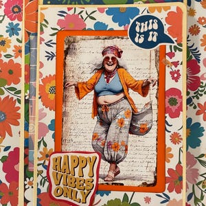 Hippie Old Lady Junk Journal Pages, 23 Funny Old Woman, Half