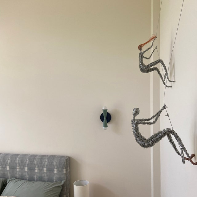 Living Room Decorating Idea, Thinking Man Wire Sculpture, Modern 3D Art 
