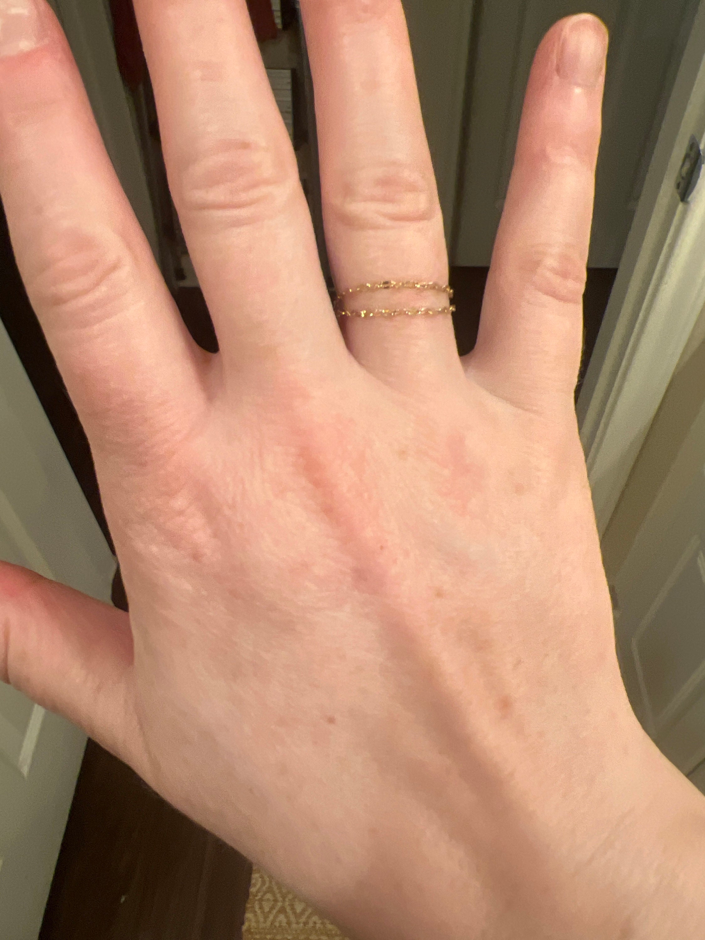 Permanent gold double chain ring dainty chain rings best gift for her