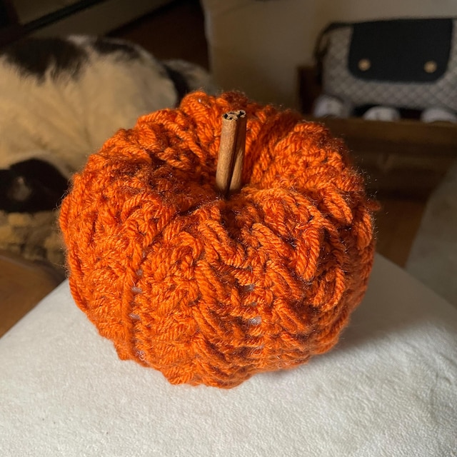 A customer's finished Wheat Stitch Pumpkin Spice Crochet Trio Pattern