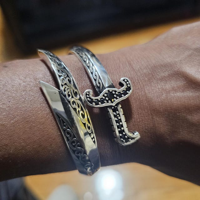 Men Silver Sword Bracelet , Adjustable Sword Zulfiqar