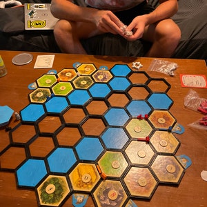 Magnetic Hex Tiles Board Game Upgrade Kit for Games Like Settlers 
