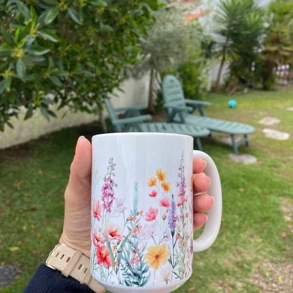 Ceramic Wild Flowers Mug 15oz Floral Coffee Cup, Lovely Tea Mug ...