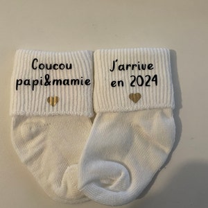 Chaussettes Annonce Grossesse 2025 - Message 'Coucou J'arrive' Pour Révélation Futurs Parents