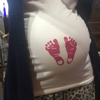 Baby Footprint Iron On, Maternity Iron On, DIY Maternity Shirt, Baby ...