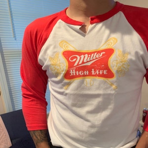 miller high life baseball tee