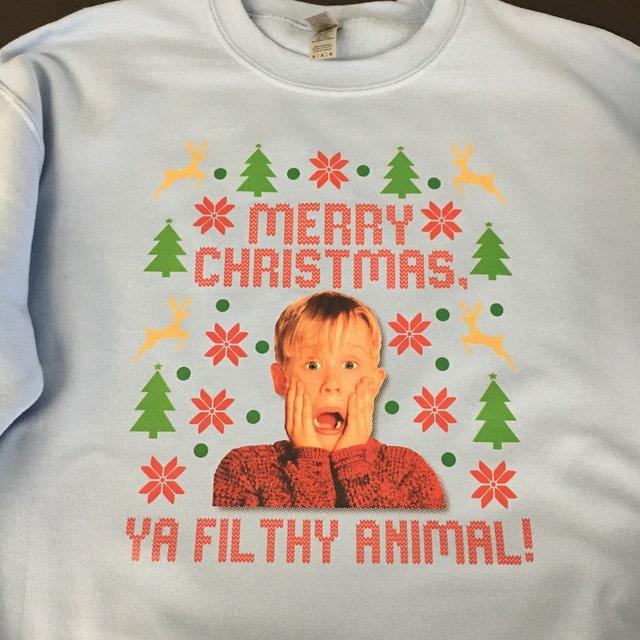 Ugly Christmas Sweater Men Grinch Home Alone Merry Christmas Ya