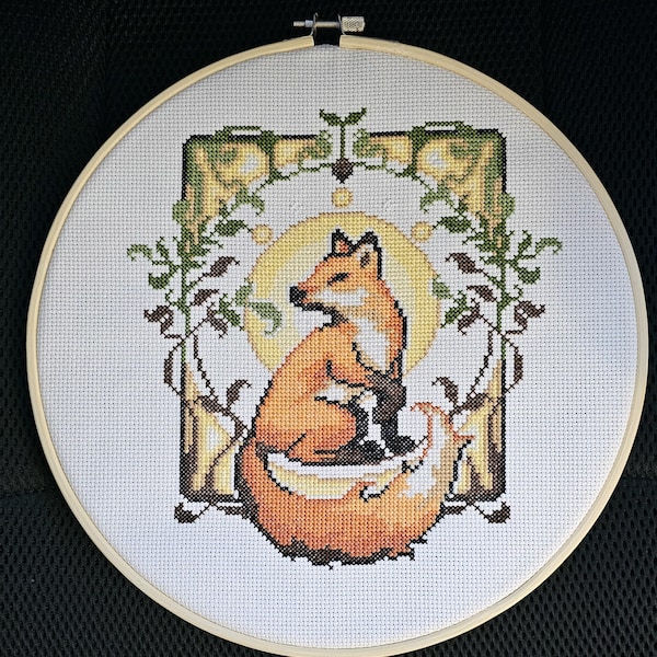Art Nouveau Fox - Fancy Fox - Floral Arrangement - Forest Cross Stitch ...