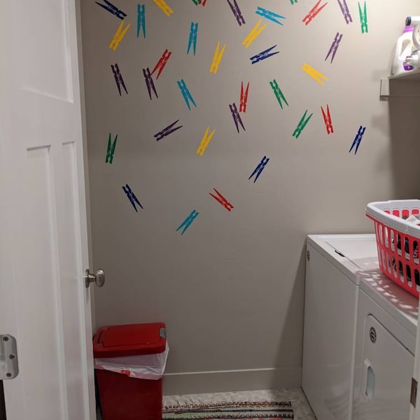 Clothespins Laundry Wall Decals - Laundry Room Decals - Laundry Decor ...