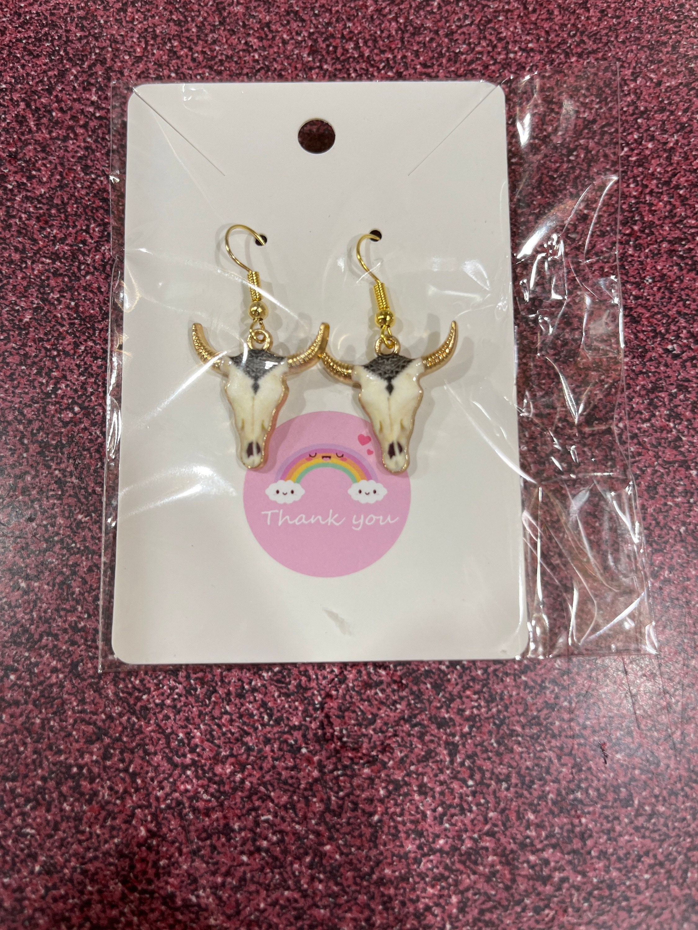 Enamel Cow Skull Earring, Bull Earrings, Cowboys, Cowgirls, Wild West jewellery, cowgirl earrings, Aztec earrings