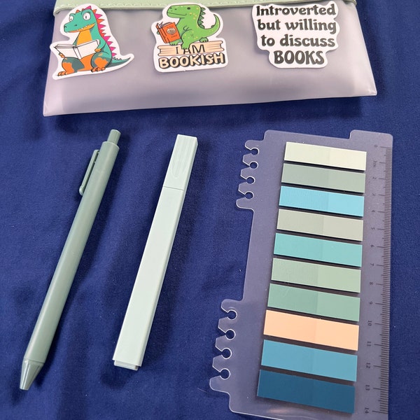 Book Annotation Kit: Tabs, Pen, Highlighter, Stickers - Book Lover Gift ...