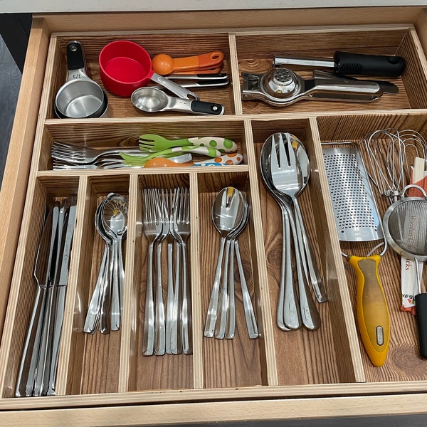 19-21 Inch Wide - Custom Wood Drawer Organizer Insert, Silverware ...