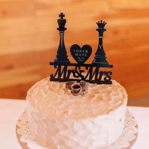 Chess King Queen Mr and Mrs Wedding Cake Topperchess Wedding 