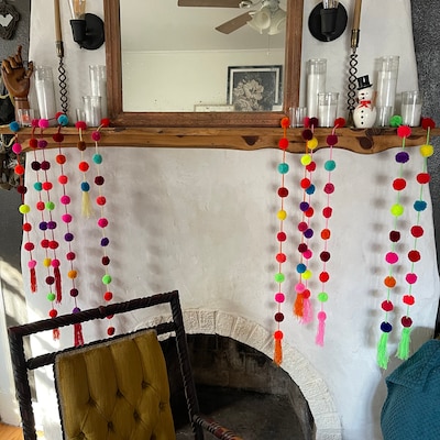 VitalCozy 12 Pcs Mexican Pom Pom Garland Colorful 59 Feet