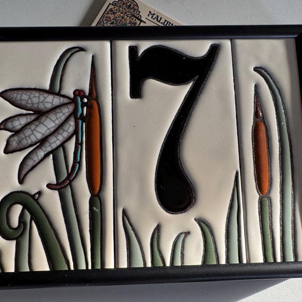 Dragonfly House Numbers Set - Address Ceramic Tiles Framed Set - Etsy
