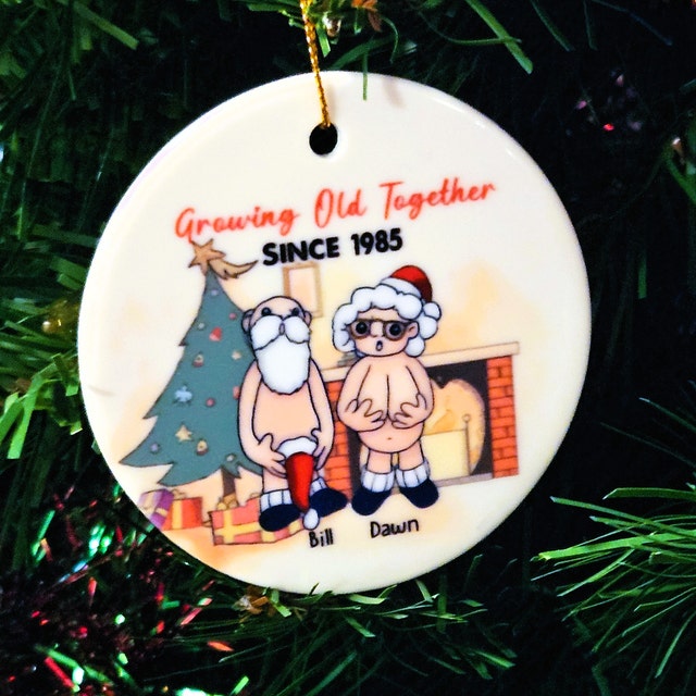 Santa Couple Growing Old Together Custom Acrylic Christmas Ornament