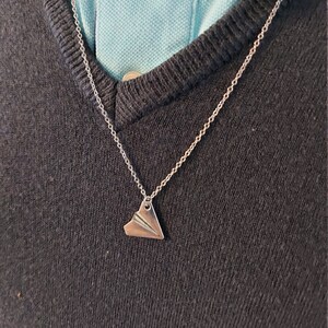 S925 Sterling Silver Paper Airplane Necklace Valentine Day Platinum-plated Jewelry(SCN516)