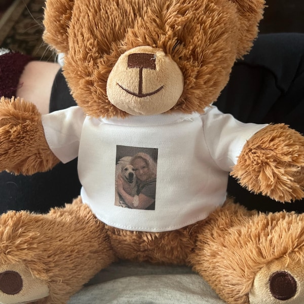 Your Custom Text 8" Stuffed Teddy Bear: Brown Bear With White Printed T ...