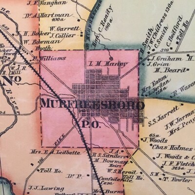 1878 Map of Rutherford County Tennessee Murfreesboro - Etsy