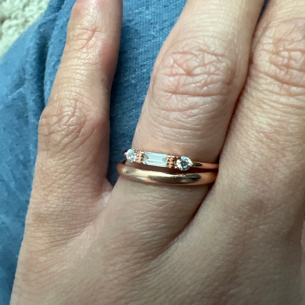 Simple CZ Band, Dainty Stacking Ring, Gold Minimalist Ring, CZ Ring ...