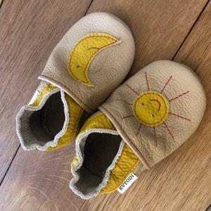 Black Baby Shoes, Golden Stars, Leather Soft Sole Baby Shoes, Infant ...