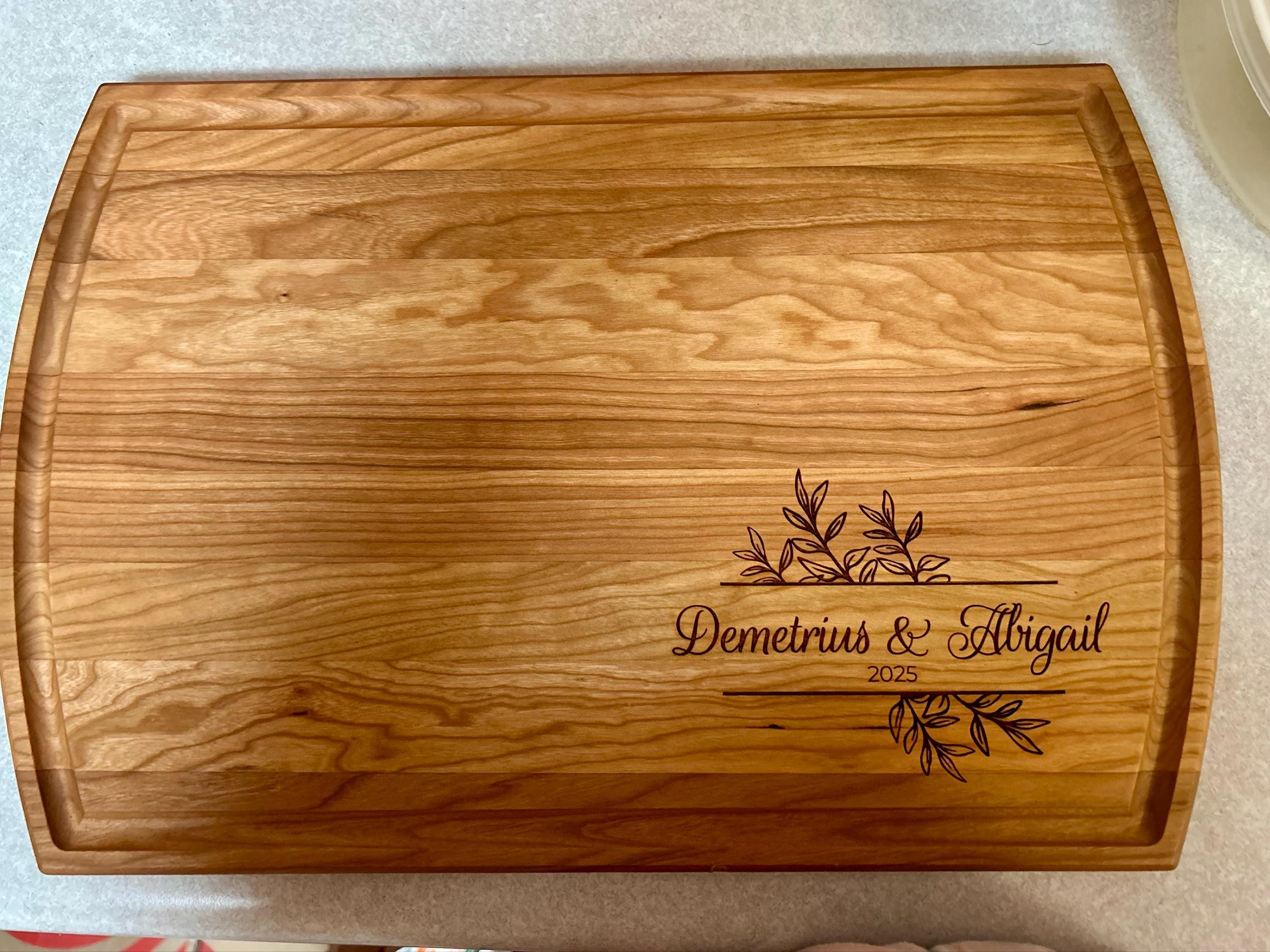 Wood Cutting Board, Personalized Cutting Board, Floral Engagement Gift For Couple, Personalized Charcuterie Board, Engraved Wedding