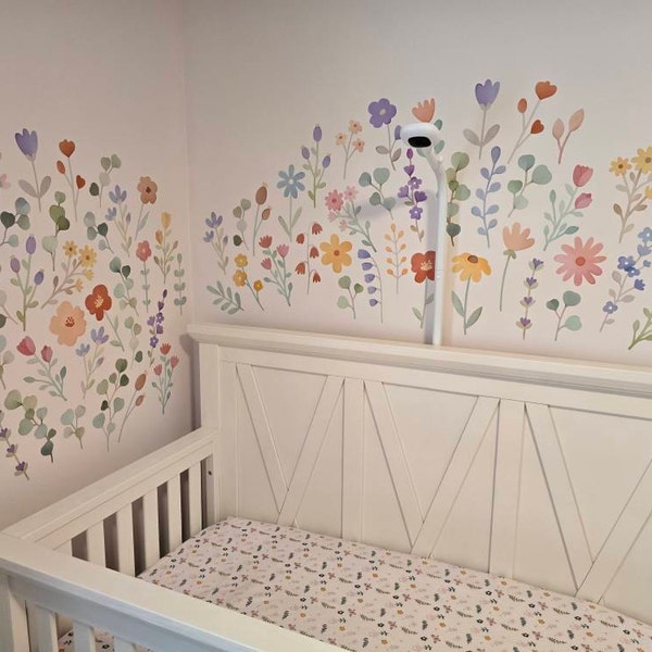 Wildflower Wall Decals - Floral Nursery Decor, Watercolor Flower Wall ...