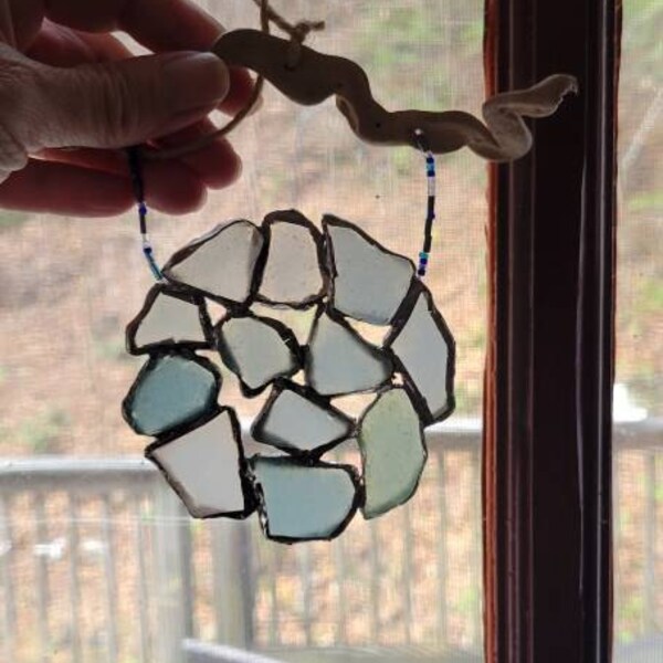 Sea Glass, Stained Glass Decoration, Nautical Decor, Beach House Decor ... - Sea Glass-Inspired Decorative Accents
