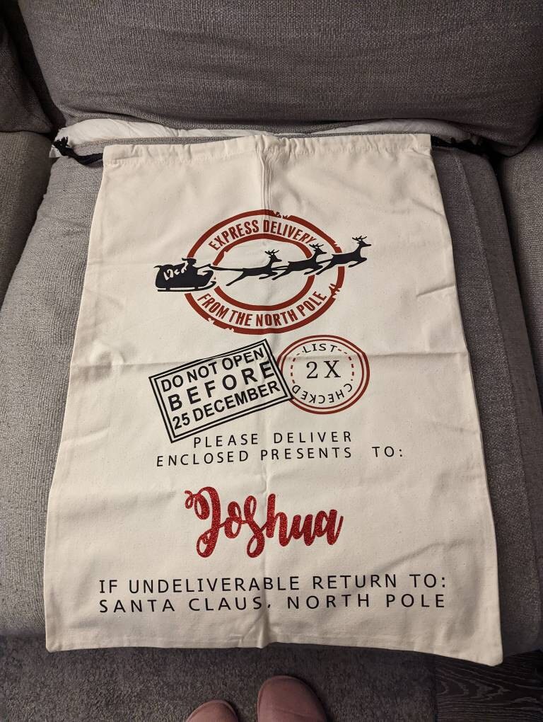 EARLY SALE! In stock,  Large Christmas Santa Sack- Personalised Xmas Father Christmas  gift bag