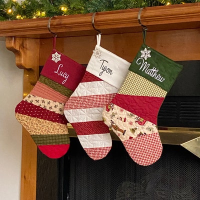 One 1 Quilted Christmas Stocking Country Christmas - Etsy