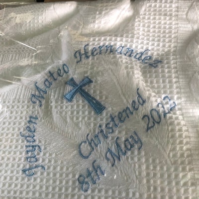 personalised baptism shawl
